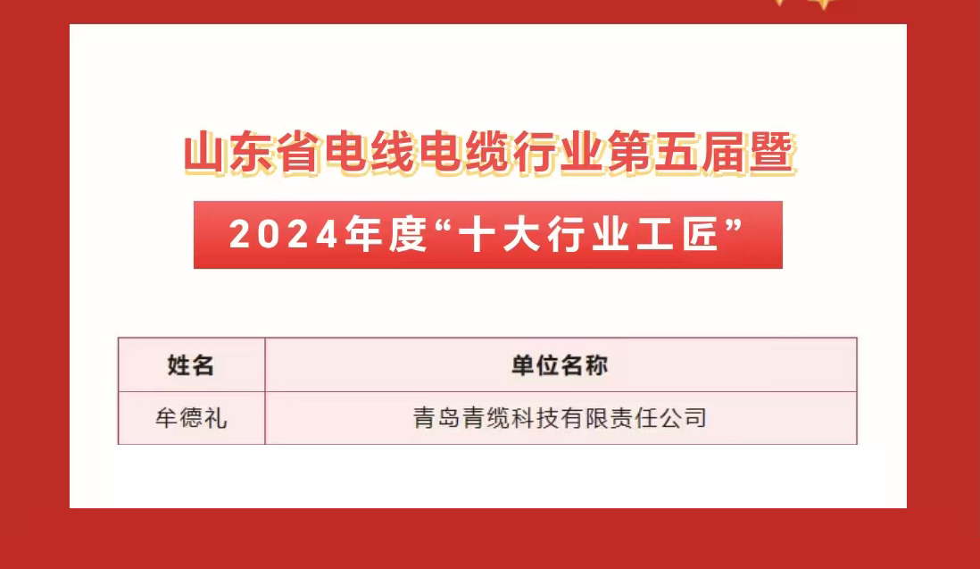 青纜職工獲評2024年度“十大杰出青年”及“十大行業工匠”